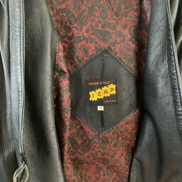 Vintage 70s/80s Italian Black Leather Jacket - Made in Italy by Vera Pelle - Picture 7 of 8